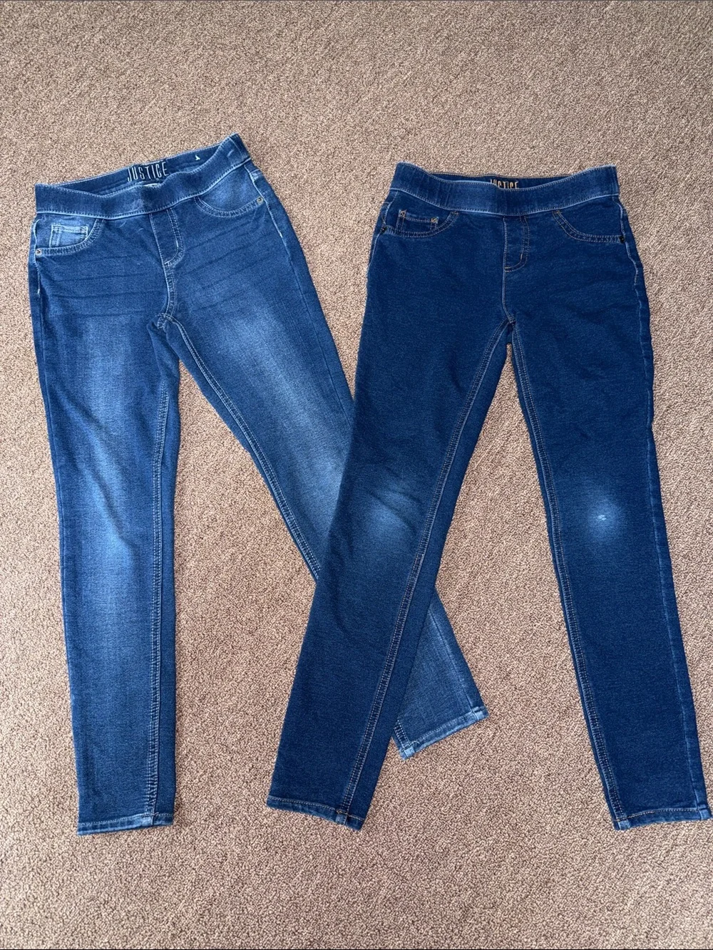 Justice Girls Mid-Rise Pull-On Jeggings Duo in Light and Dark Blue